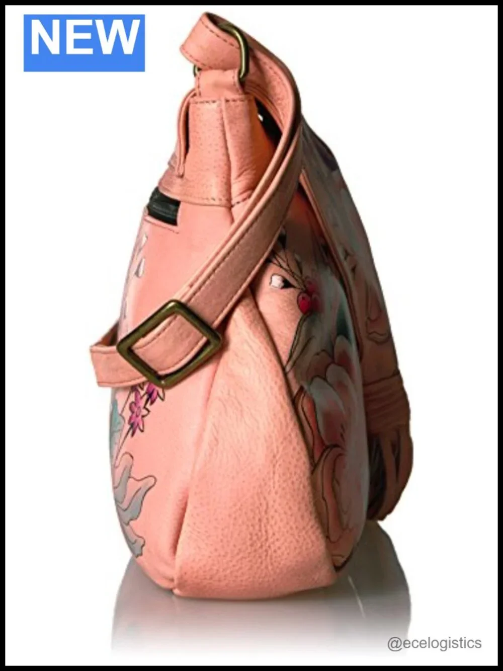 Hand Painted Leather Hobo Bag - Genuine Cow Leather
